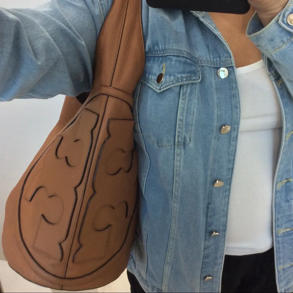 Authentic Rare Tory Burch All T Hobo Shoulder Bag Leather Purse Handbag - Picture 3 of 17